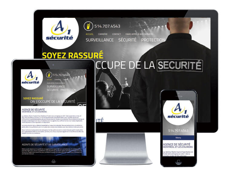 Design et conception du site web A1 sécurité.