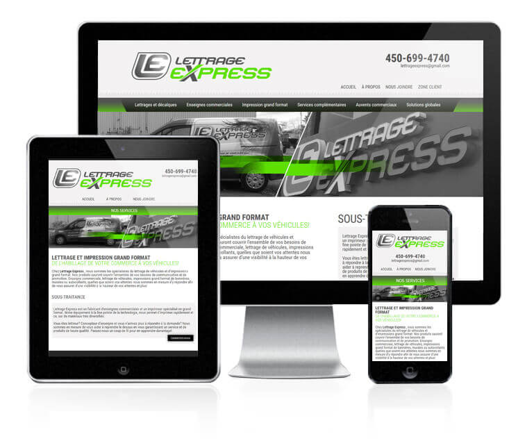 Design et conception du site web de Lettrage express