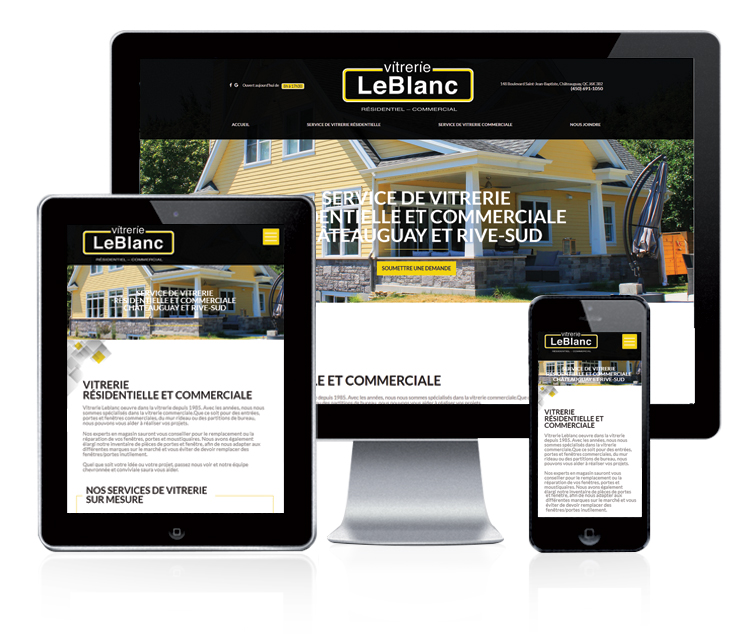 Design et conception du site web Vitrerie Leblanc