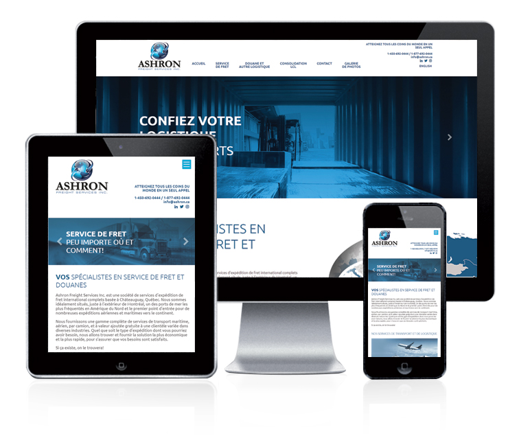 Design et conception du site web Ashron Freight Services Inc.