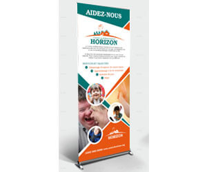 Design et infographie d'affiche publicitaire pour Centre Horizon