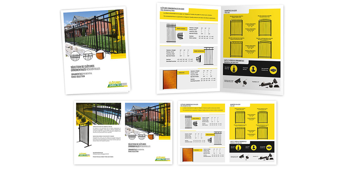 Design et infographie de la brochure imprimée de Clôtures Directes