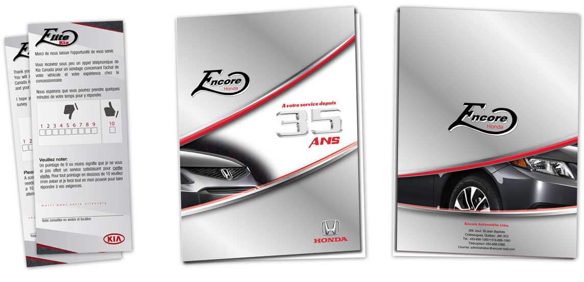 Design et infographie de la brochure imprimée de Encore Honda