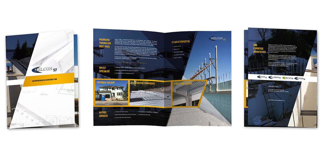 Design et infographie de la brochure imprimée de Melcon