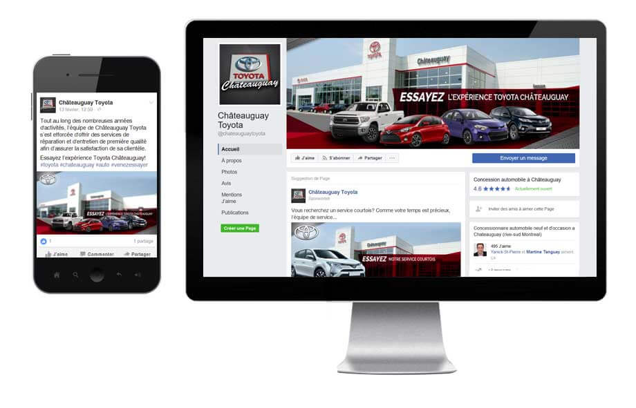 Gestion des réseaux sociaux et campagne de publicité Adword pour Châteauguay Toyota