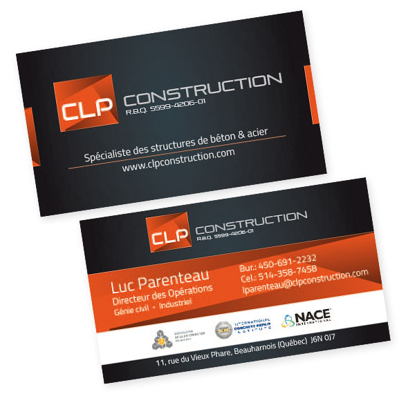 Design et conception de la carte d'affaire CLP Construction