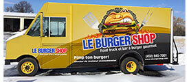 Infographie et design de lettrage d'auto de Le Burger Shop