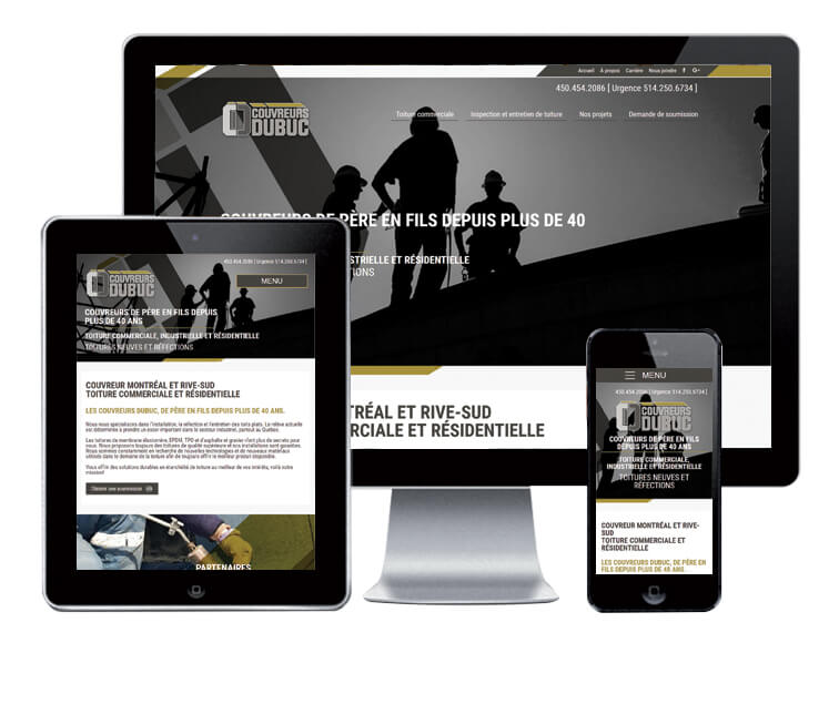 Design et conception du site web de Couvreurs Dubuc