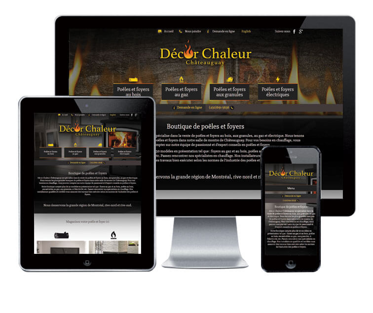 Design et conception du site web Décor Chaleur Châteauguay.