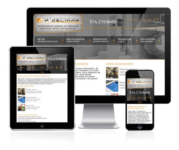 Design et conception du site web Des entreprises F.Gélinas