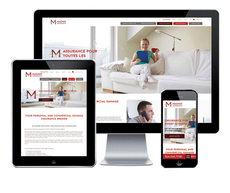 Design et conception du site web Magnat Assurance